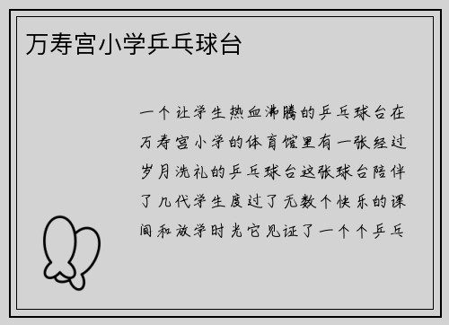 万寿宫小学乒乓球台