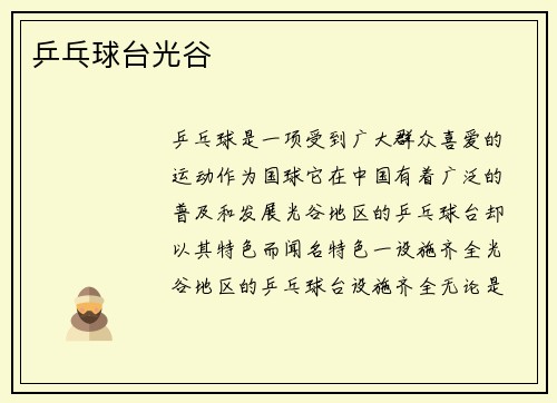 乒乓球台光谷