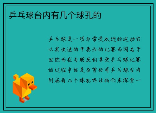 乒乓球台内有几个球孔的