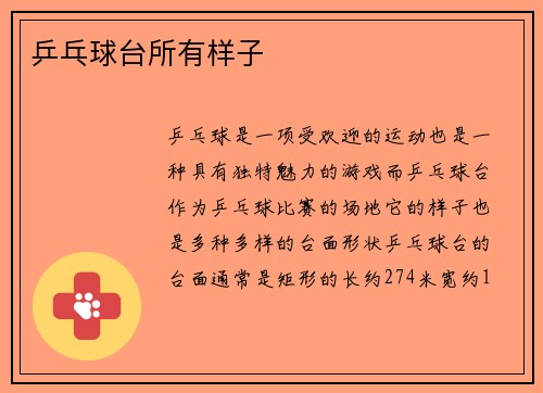 乒乓球台所有样子