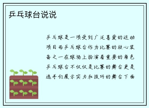 乒乓球台说说