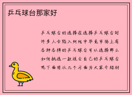 乒乓球台那家好